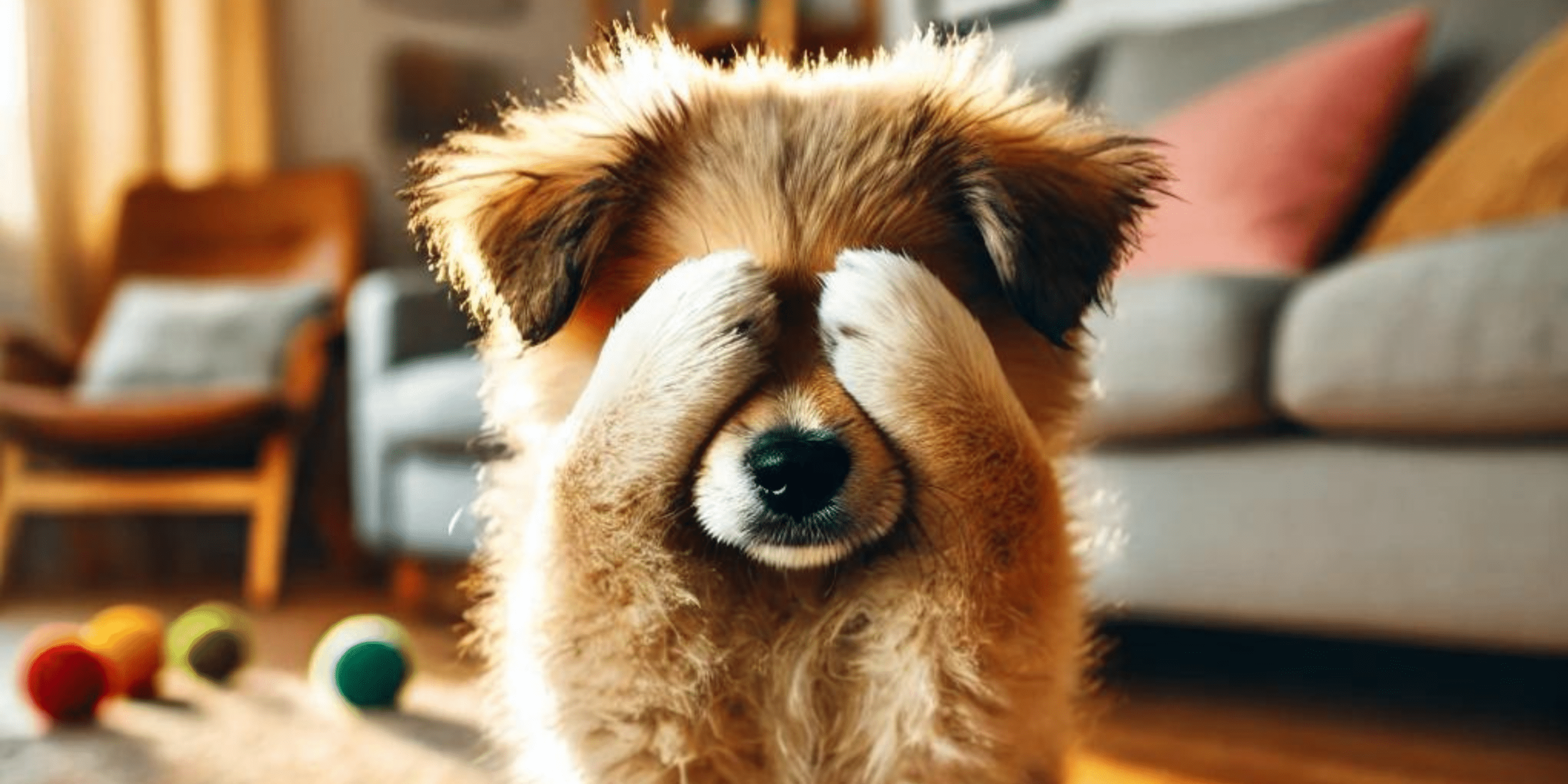 Chiot se cachant les yeux