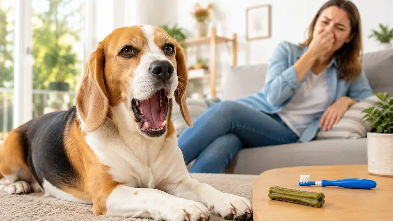 Mon chien a mauvaise haleine : causes, solutions et quand consulter